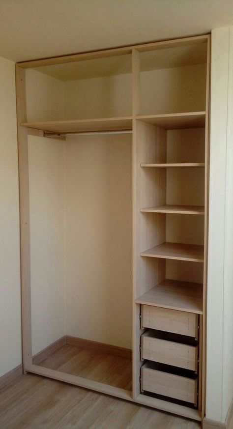 Tiny Closet Design Layout, Simple Small Wardrobe Design, Diy Floor To Ceiling Wardrobe, Making A Closet In A Room Without One, Wardrobe Closet Small Bedroom, Makeup Area In Bedroom Small Spaces, Ideas Para Closet Pequeños, Small Bedroom Closet Makeover, Ideas Para Cuartos Pequeños