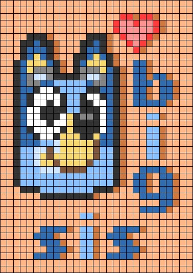 Melty Beads Ideas Bluey, Bluey Bingo Perler Beads, Bluey Pearl Beads, Bluey Cartoon Cross Stitch, Disney Bluey Perler Beads, Bluey Bead Pattern, Bluey Patterns, Bluey Perler Bead Patterns, Bluey Perler Beads