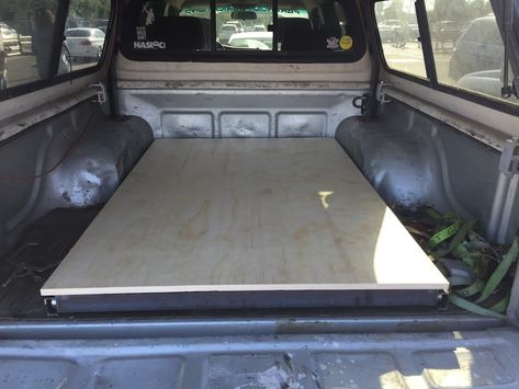 Tacoma DIY bed slide | Expedition Portal Truck Bed Slider Diy, Truck Bed Pull Out Tray Diy, Diy Bed Slide, Bed Slide Diy, Truck Bed Slide Out Diy, Diy Truck Bed Slide, Truck Bed Slide, Diy Truck Bedding, Garage Door Track