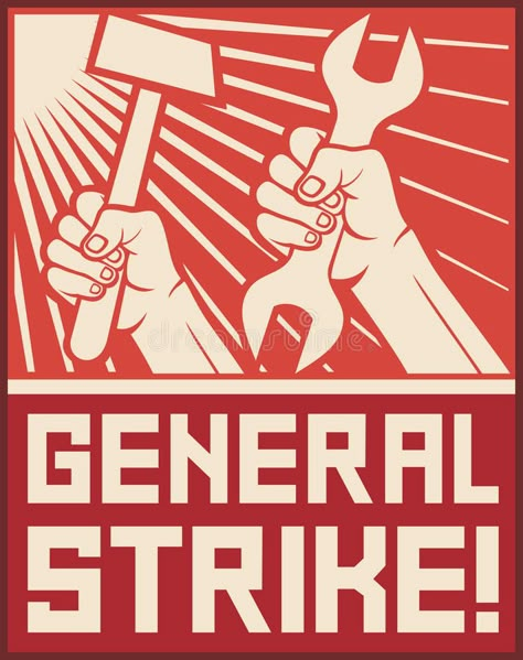 General strike poste. Hands holding hammer and wrench #Sponsored , #Sponsored, #SPONSORED, #strike, #hammer, #wrench, #poste Socialist Symbols, Soviet Realism, Strike Poster, Union Propaganda, Revolution Poster, Russian Constructivism, General Strike, Communist Propaganda, Protest Posters