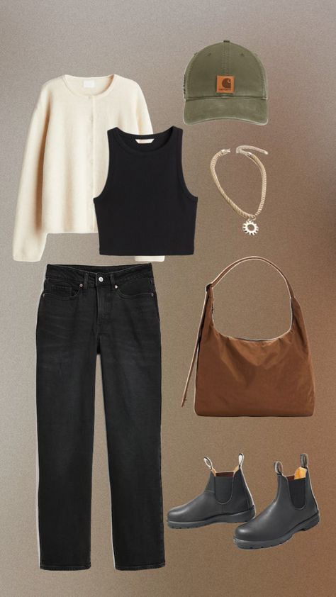 #fallfit #fallfashion #outfitinspo #baggu #blundstone Black Blundstone Women Outfit, Blundstone Outfit Winter, Black Blundstone Outfit, Outfits With Blundstones, Wide Leg Jeans Outfit Fall, Blundstone Women Outfit, Blundstone Outfit, Black Blundstone, Blundstone Style