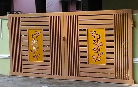 front gate design front door paint front door style front door decor home front exterior homes front exterior Pagar Modern, Latest Gate Design, Iron Main Gate Design, Modern Main Gate Designs, Gate Wall Design, Home Gate Design, Gate Designs Modern, Grill Gate, Front Wall Design