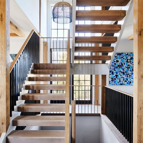 Staircase Up And Down, In Between Architecture, Homestead Home, Workshop Apd, Homestead House, Coastal Modern, Stair Decor, Modern Beach House, Clean Aesthetic