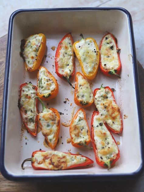 Stuffed Mini Peppers Appetizer - End of the Fork Small Peppers Stuffed, Mini Bell Pepper Appetizers, Recipes With Mini Peppers, Air Fryer Stuffed Mini Peppers, Stuffed Pepper Appetizer Mini, Mini Bell Peppers With Cream Cheese, Stuffed Mini Peppers Appetizers, Mini Pepper Recipes, Stuffed Pepper Appetizer