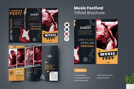 2103164 Music Festival Trifold Brochure GBGW6JY Photoshop PSD, AI, EPS | 7 Mb Download Directly from FreePSDvn's Server Music Festival Trifold Brochur... Music Festival Brochure, Music Brochure, Event Ads, Festival Brochure, Unique Brochures, Event Brochure, Social Media Image, Logo Video, Trifold Brochure Design