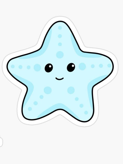 Sea Stickers Ocean, Starfish Doodle, Kawaii Sea Animals, Kawaii Sea Creatures, Cute Animals Stickers, Fish Emoji, Starfish Sticker, Ocean Cartoon, Starfish Drawing