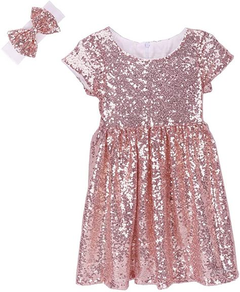 Girls Sequin Dress Kids, Kids Party Dress, Girls Boho Dress, Flower Girl Dress Baby, Rose Gold Clothes, Flower Party Dress, Elegant Girls, Sewing Easy, Infant Flower Girl Dress