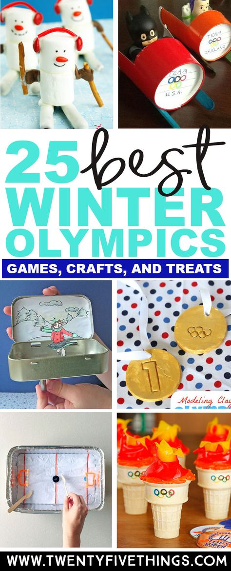 This is the best collection of Winter Olympics ideas for kids. There are games, crafts, and treats so definitely something for everyone. What a great way to celebrate the Winter Olympics with kids! #Olympics #KidsActivities Toddler Olympics, Library Olympics, Winter Sports Crafts, Winter Olympics Activities, Olympic Activities, Preschool Olympics, Olympic Theme Party, Olympic Games For Kids, Olympics Party