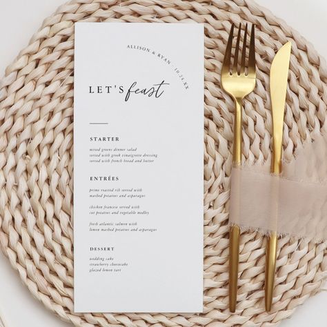 Menu Cards With Names, Menu Wedding Table, Engagement Party Menu, Drink Wedding, Rustic Wedding Menu, Rehearsal Dinner Menu, Minimalist Modern Wedding, Wedding Table Menus, Simple Calligraphy