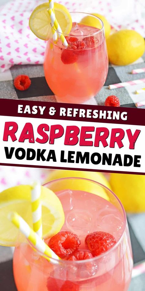 Raspberry vodka lemonade is a fruity cocktail that is easy to make with your favorite vodka, lemonade with raspberry, and fresh raspberries. Raspberry Vodka Drinks, Raspberry Lemonade Vodka, Rasberry Lemonade, Vodka Drinks Easy, Vodka Mixed Drinks, Raspberry Juice, Party Nibbles, Raspberry Drink, Vodka Recipes Drinks