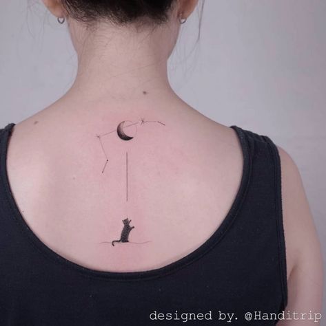 Cat And Moon Tattoo, Aries Symbol Tattoos, Aries Tattoos, Ram Tattoo, Tattoos Inspo, Tattoo Neck, Universe Tattoo, Horoscope Tattoos, Fineline Tattoo