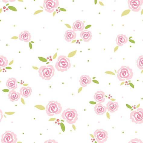 cute flat style pink rose seamless pattern Pink Floral Background, Rose Flower Pattern, Flower Flat, Vintage Flowers Wallpaper, Pansies Flowers, Pink Floral Pattern, Mini Robes, Style Pink, Flat Style