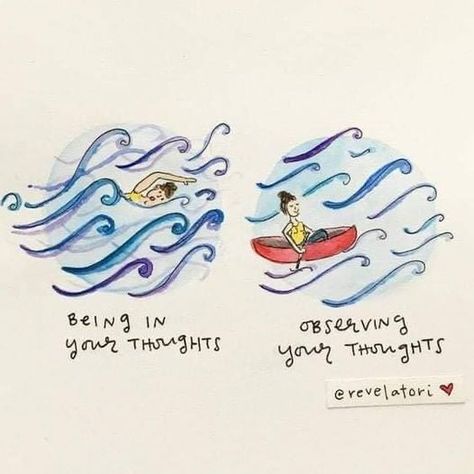 Being In Your Thoughts... Vs... Observing Your Thoughts... Citation Courage, Vie Motivation, Mental And Emotional Health, Mindfulness Quotes, Coping Skills, Psych, Emotional Health, Counseling, Positive Vibes