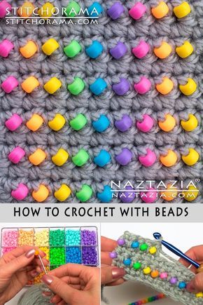 Crocheting With Beads Tutorial, Beads Crochet Patterns, Big Beads Craft, Crochet Bead Patterns Free, Pony Bead Weighted Blanket, Pony Bead Crochet Blanket, How To Crochet Beads Into Work, Beaded Crochet Blanket, Crochet Beads Tutorial