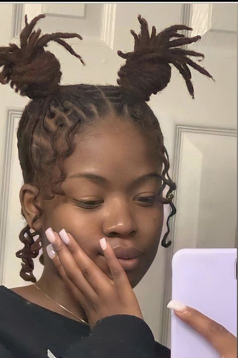 Crown Styles For Short Locs, Curly Dreads Hairstyles, Locs With Scrunchie, Loc Hairstyles With Beads, Short Dreadlock Hairstyles For Girls, Loc Appreciation, Loc Goddess, Short Dreadlocks Styles, Loc Hairstyles