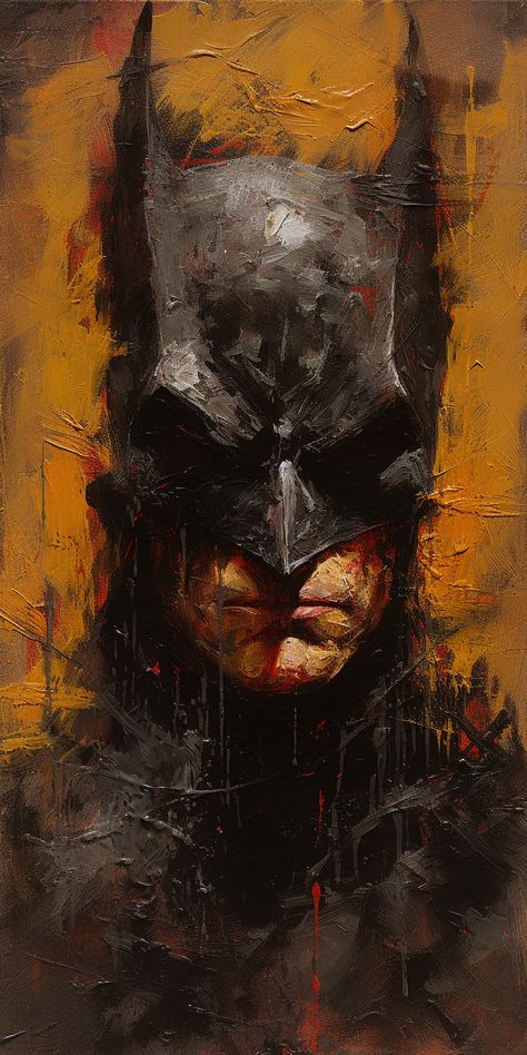 The Batman Painting, Batman Comics Art, Batman Art Painting, Batman Poster Art, Dark Portrait Painting, Paintings For Men, The Batman Wallpaper, Batman Portrait, Batman Jokes