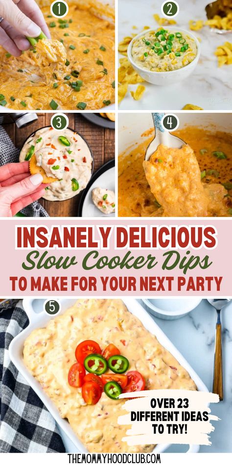 23 EASY SLOW COOKER DIPS FOR A PARTY Easy Crock Pot Dips For Parties, Crock Pot Dips Easy, Crockpot Dips Easy, Spinach Dip Crock Pot, Crock Pot Dips For Parties, Warm Dips Crockpot, Crockpot Dips For Parties, Gameday Party Food, Crockpot Queso