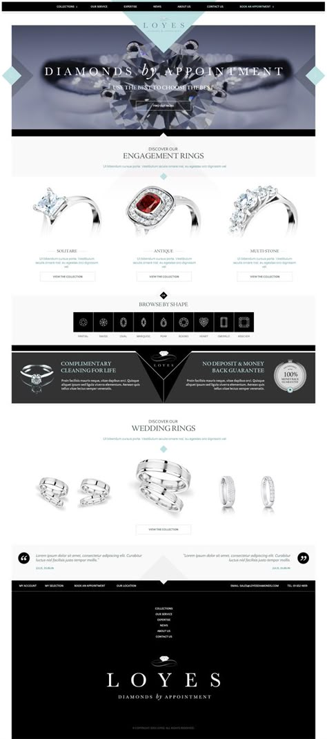 Jewellery Website Concept by Peter Barr, via Behance Diamond Website, Bathroom Luxury Design, Bedroom Luxury Design, Elegant Website Design, Jewelry Website Design, Clean Web Design, Website Concept, Landing Page Website, Ui Website