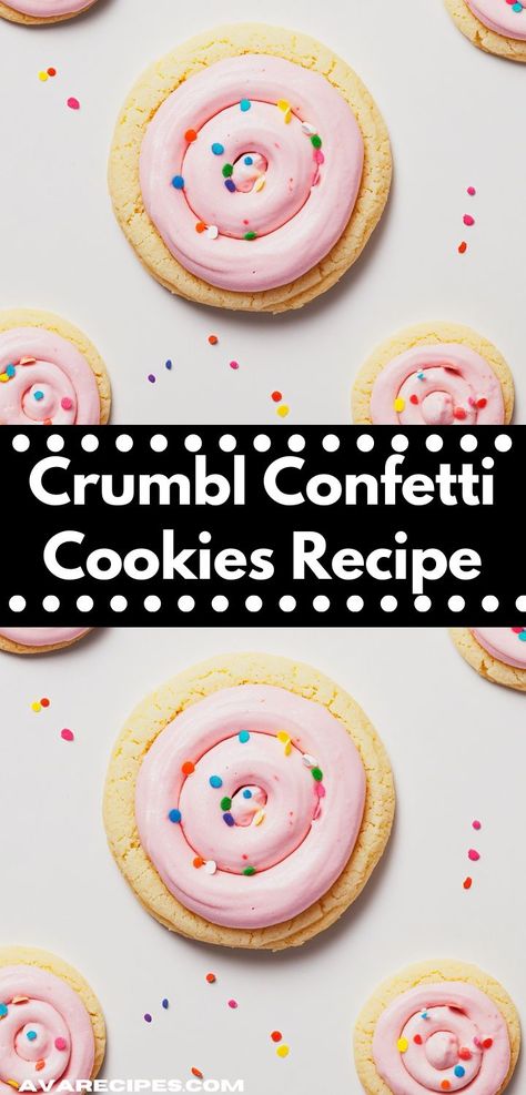 Need a quick and cheerful dessert? This Crumbl Confetti Cookies recipe is ready in no time, making it ideal for busy families. Its delightful flavors and bright colors will brighten up any moment. Cake Batter Crumble Cookie, Crumble Cookie Sugar Cookie Recipe, Crumbl Christmas Cookies, Crumble Sugar Cookie Recipe, Crumble Cookies Recipe, Crumbl Cookie Recipes, Crumble Cookie Recipe, Confetti Cookies, Crumble Cookies