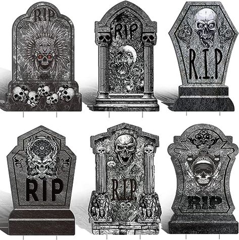 Halloween Graveyard Decorations, Graveyard Decorations, Graveyard Tombstones, Halloween Headstone, Headstones Decorations, Horror Scene, Halloween Yard Signs, Halloween Lawn, Halloween Diy Outdoor