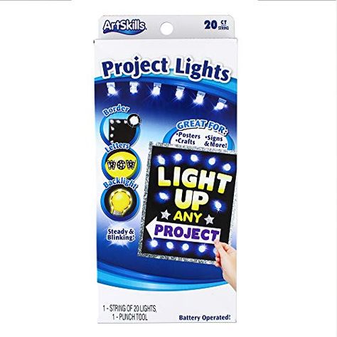 Dorm Room Lights, Project Poster, Light Words, Foam Boards, Indoor String Lights, Punch Tool, Light Letters, Diy Projects Videos, School Posters