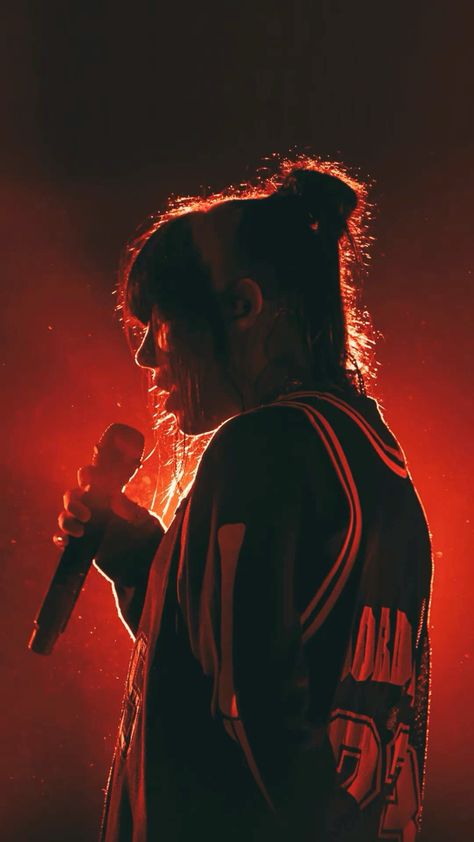 Billie Eilish Red Hair, Billie Eilish Background, Billie Eilish Wallpapers, Lollapalooza Chicago, Billie Eilish Wallpaper, Wallpaper Icon, Concert Aesthetic, Music Aesthetic, Red Aesthetic