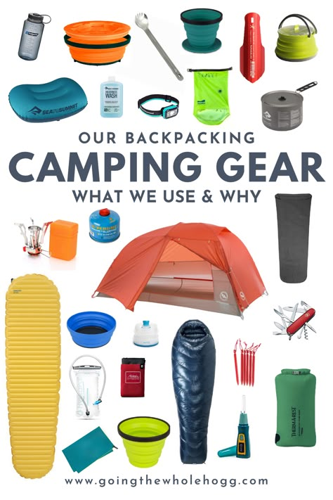 Our Backpacking Camping Gear: What We Use and Why Camping Essentials List, Camping Gear Survival, Backpacking Essentials, Camping For Beginners, Backpack Camping, Camping Must Haves, Camping Inspiration, Camp Gear, Camping Kit