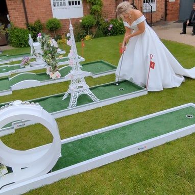 Crazy weds golf hire Clubhouse Wedding, Golf Clubhouse, Crazy Golf, Wedding Breakfast, Purple Wedding, Club House, Wedding Guest, Diy Wedding, Wedding Decor