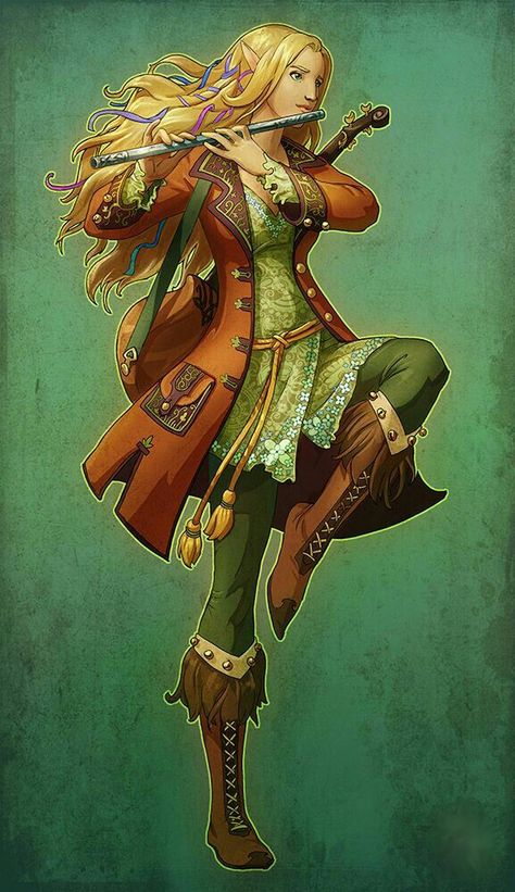 Female Elf Flute and Lute Bard - Pathfinder PFRPG DND D&D d20 fantasy Weiblicher Elf, Half Elf Bard, Dnd Bard, Dnd Elves, Creature Fantasy, Female Elf, Heroic Fantasy, High Elf, Fantasy Races