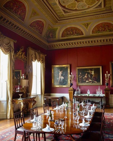 The dining room at Locko Park in Derbyshire. #interieur #interior #interiors #interiores #interiordesign #interiordecor #interiordesigner… Gothic Dining Room, Osborne House, Dining Room Victorian, Luxury Living Room Decor, Dining Room Windows, Elegant Dining Room, The Dining Room, Stately Home, Interior Architect