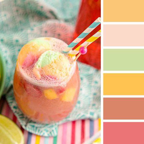 Rainbow Sherbet Color Palette, Strawberry Pineapple Punch, Sherbet Color Palette, Rainbow Sherbert, Palette Challenge, Pineapple Punch, Food Inspired, Rainbow Sherbet, Color Palette Challenge