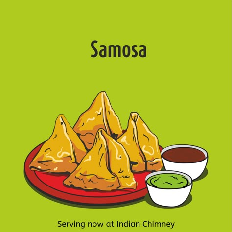 Samosa Drawing, Samosa Illustration, Honey Drawing, Bangla Art, Puri Puri, Barcode Tattoo, Restaurant Promotions, Appropriation Art, Food Art Painting