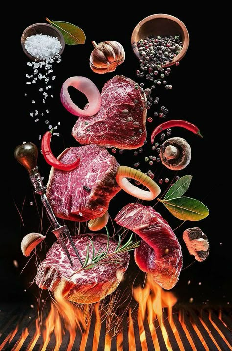 Iphone Food Photography, Meat Art, Raw Beef, Amazing Food Photography, Beef Steaks, Grill Barbecue, Food Art Photography, Meat Shop, Food Menu Design