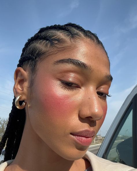 pink blush Minimal Eye Makeup, Thick Eyelashes, Natural Makeup Look, Trends 2025, Anime Guy, Cornrows Braids, Black Anime, Glossy Lips, Natural Makeup Looks