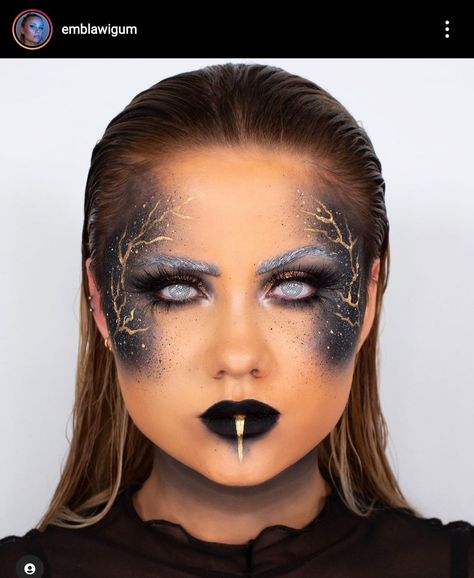 Black Goddess Makeup, Viking Makeup, Black Contour, Ball Makeup, Monster Makeup, Creepy Halloween Makeup, Halloween Beauty, Special Fx Makeup, Witch Makeup