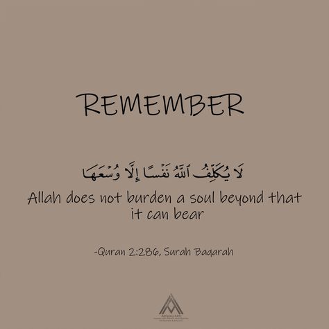 "Reflect on the powerful words of Surah Al-Baqarah, verse 286 from the Quran 📖🌟 'Allah does not burden a soul beyond that it can bear...' Let this reminder bring you comfort and strength in times of trials. 🤲🏼 #QuranQuotes #SurahBaqarah #StrengthInFaith #ReflectAndRecharge #DivineGuidance #InstaFaith" Allah Does Not Burden A Soul Beyond, Quran Quotes Strength, Surah Baqarah, Quran With English Translation, Muslim Couple Quotes, Muslim Bride, Creative Life Quotes, Muslim Book, London United Kingdom