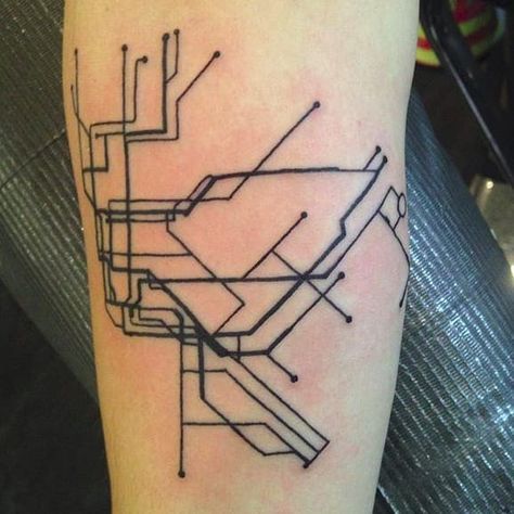 Nyc Subway Tattoo, Brooklyn Ny Tattoo Ideas, Subway Map Design, Nyc Subway Art, New York Subway Map, Brooklyn Tattoo, Nyc Subway Map, Nyc Tattoo, Map Tattoos