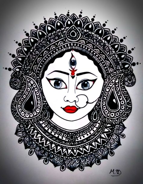 I love art ❤ Happy Durga Puja, Mandala Book, I Love Art, Durga Puja, Mandala Art, Love Art, Female Sketch, I Love, Art