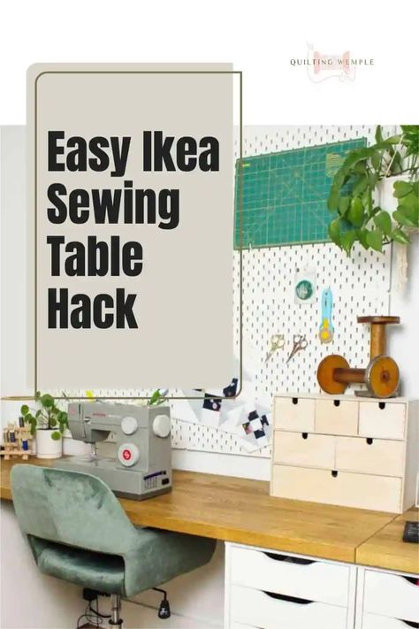 Is the table wide enough? Does it have enough storage? Do you like the way it looks? There are tons of tips to consider when looking for a new sewing table. Because a sewing table is among the most important quilting supplies you can have, in this quilt tutorial we're going over how to make your own customizable IKEA sewing table so you can get it just the way you want it. - Quilting Wemple Ikea Sewing Table, Quilting Tutorials For Beginners, Room Ideas Ikea, Quilting Room Ideas, Ikea Sewing Rooms, Sew A Quilt, Laundry Craft Rooms, Small Sewing Rooms, Craft Storage Cabinets