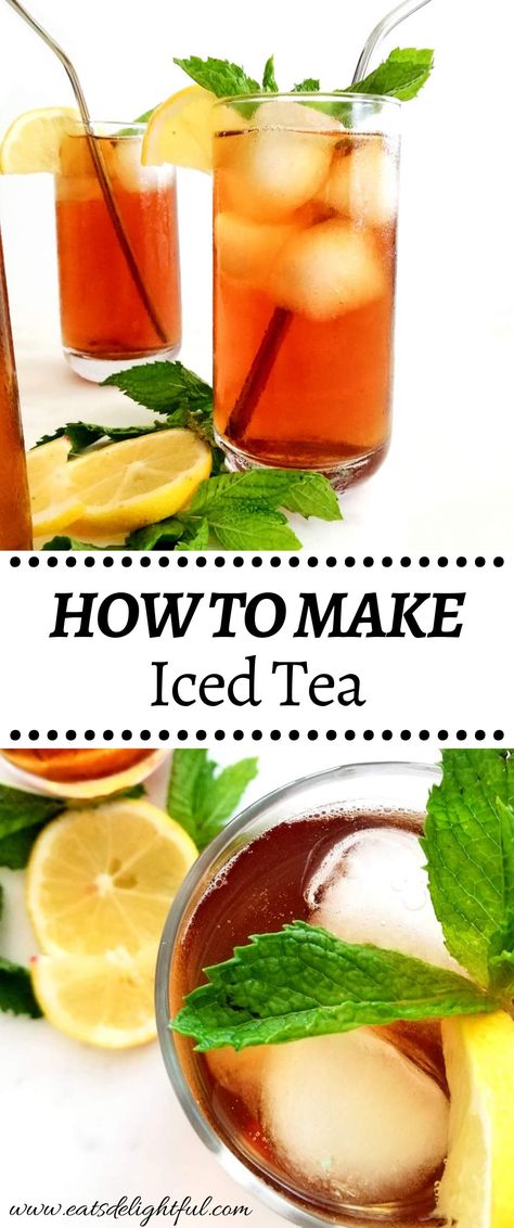 Iced tea in glasses garnished with mint and lemon Rooibos Ice Tea Recipe Homemade, Home Made Iced Tea, Ice Tea Recipe Homemade, Diy Iced Tea, Home Made Ice Tea, Tea Concentrate Recipe, Rooibos Iced Tea, Lemon Iced Tea Recipe, Cold Tea Recipes