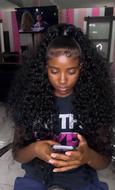 Up Down Ponytail Hairstyles Weave, Peekaboo Half Up Half Down, Picture Day Hairstyles Black Women, Back To Hairstyles For Black Teens, Half Up Half Down Hair Black Women Ponytail, Black To School Hairstyles, 16 Birthday Hairstyles Braids, Back To School Black Hairstyles, Black Girls Hairstyles Back To School