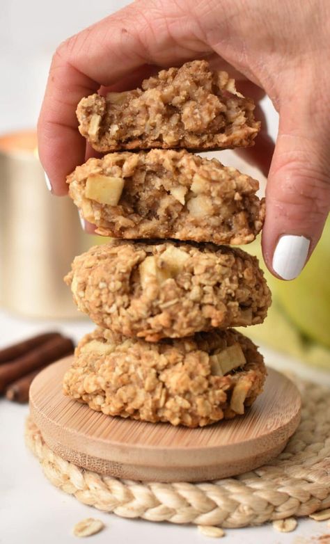 Healthy Apple Cookies (No Eggs, No Dairy, 4 Ingredients) - The Conscious Plant Kitchen Healthy Apple Cookies, Apple Dessert Recipes Healthy, Cookies No Eggs, Conscious Plant Kitchen, Baked Apple Fritters, Apple Bite, Plant Kitchen, Apple Cookies, Apple Dessert Recipes