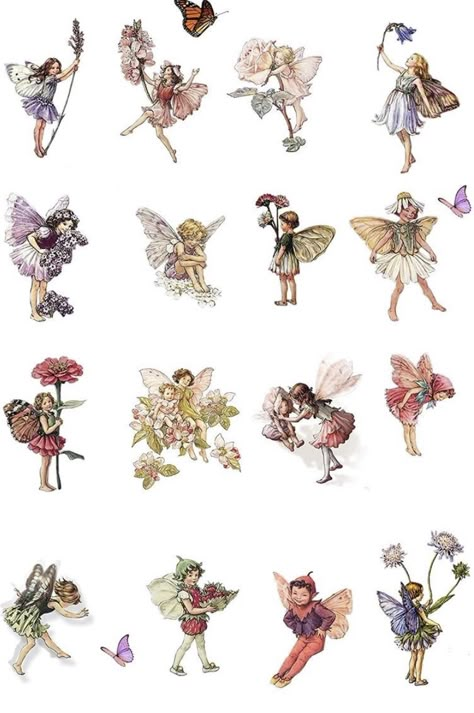 Vintage Flower Fairy, Fairy Scene, Botanical Stickers, Butterfly Botanical, Woodland Stickers, Edible Wafer Paper, Wafer Paper Cake, Fairy Images, Wafer Paper