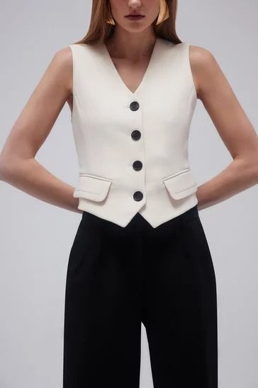 Tops | Tops For Women | Karen Millen US Women Waistcoat Outfit, Waistcoat Outfit Women, Ladies Waistcoat, Waistcoat Outfit, Evening Tops, Petite Tops, Basic Outfits, Women's Wardrobe, Karen Millen