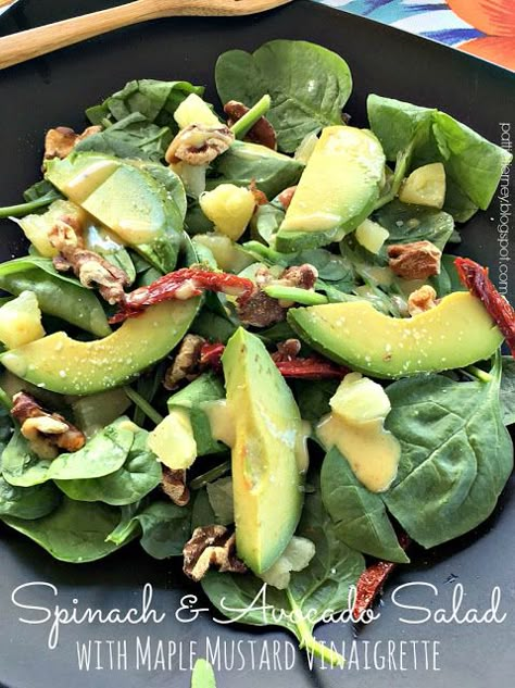 Spinach Avocado Salad Recipes, Spinach Salad With Avocado, Spinach And Avocado Salad, Best Ever Salad, Protein Packed Lunches, Maple Mustard Vinaigrette, Unique Salads, Salad Lunches, Fresh Dinner Ideas