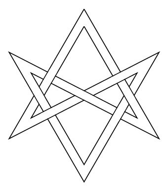 Unicursal hexagram - Wikipedia Bmth Tattoo, Unicursal Hexagram, Satanic Tattoos, Masculine Tattoos, 13 Tattoos, Occult Symbols, Spooky Tattoos, Sigil Magic, Geometry Pattern