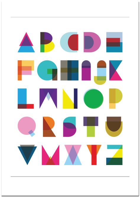 Geometric Alphabet (via Bianca Manihera) Geometric Alphabet, Geometric Font, Shape Collage, Alfabet Letters, Typography Alphabet, Typography Love, Creative Typography, Alphabet Art, Art Geometric