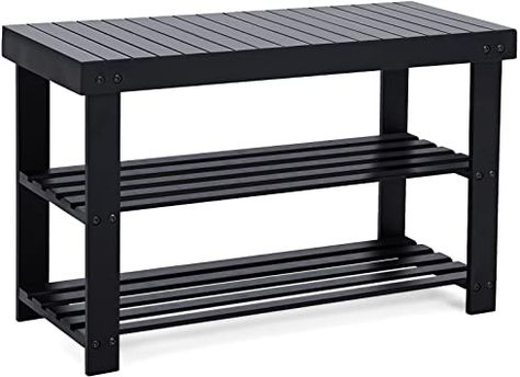 SONGMICS Sturdy Shoe Rack Bench,3-Tier Bamboo Shoe Organizer,Storage Shelf Holds Up to 264 Lbs,ideal for Entryway Bathroom Living Corridor Shoe Rack For Boots, Bench Shoe Rack, Boot Shoe Rack, Black Shoe Rack, Bamboo Shoe Rack, Shoe Rack Bench, Shoe Rack Entryway, Entryway Bench Storage, Entryway Shoe