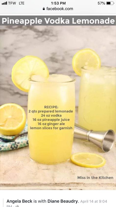 Pineapple Vodka, Pineapple Lemonade, Cocktail Drinks Alcoholic, Vodka Lemonade, Mixed Drinks Alcohol, Yummy Alcoholic Drinks, Vodka Recipes, Liquor Drinks, Boozy Drinks