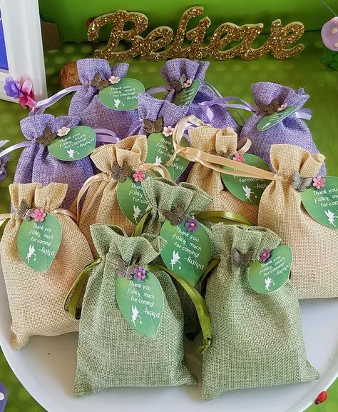 Tinkerbell Goodie Bags, Party Favors Fairy Theme, Enchanted Forest Gift Bags, Fairy Birthday Gift Bags, Enchanted Forest Goody Bags, Forest Theme Birthday Party Girl, Woodland Fairy Party Favors, Garden Party Goodie Bags, Fairy Party Bags Ideas